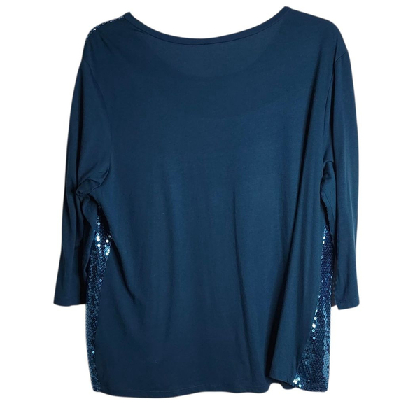 Women's Massini Top Size 3X Blue Sequin Embellished - Picture 3 of 3